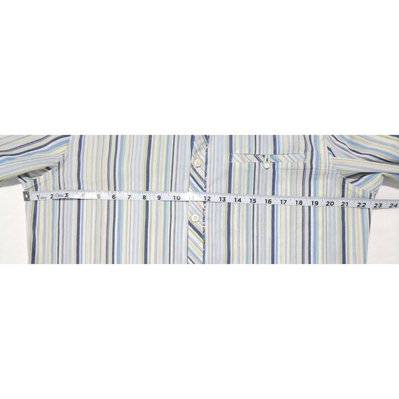 Mens English Heroes Long Sleeve Blue Green Striped Button Down Shirt - Size L - Picture 6 of 7